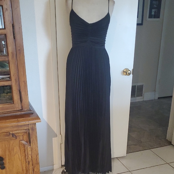 Petal & Pup Elegant Pleated Black Maxi Dress - Picture 2 of 10